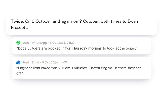 An answer with the two messages it counted, quoted in full