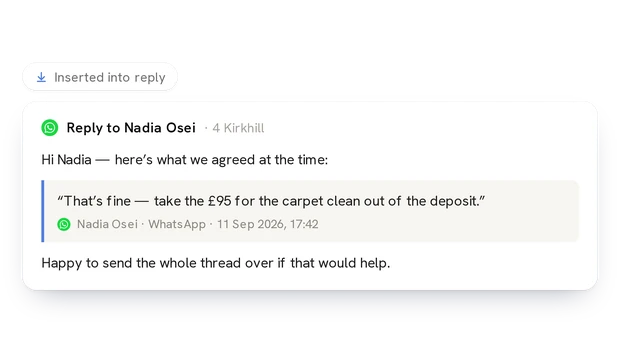 The answer dropped into a reply, still carrying its citation